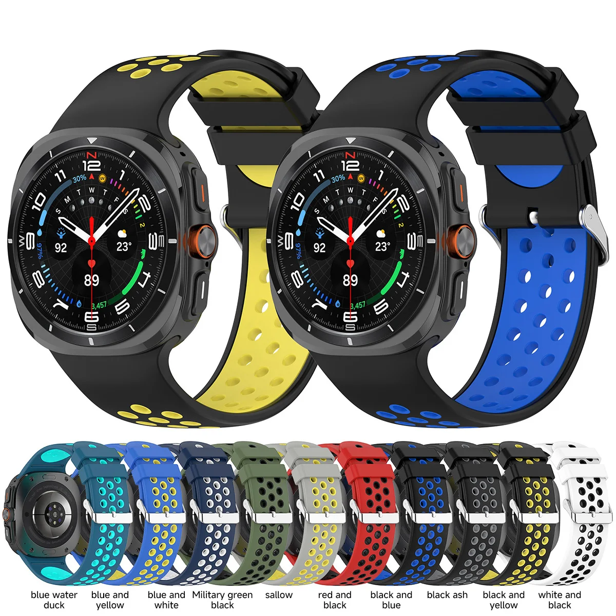 Bicolor Silicone Strap for Galaxy Watch 7 Ultra 47mm Sport Silicone Bracelet for Samsung Galaxy Ultra 47mm Watchband Accessories