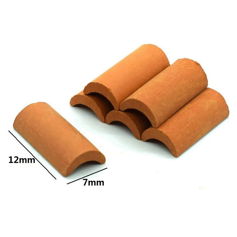 50Pcs Mini Red Roof Tiles Model Building Set Miniature Tiles Figurine Landscaping DIY Fairy Garden Accessories B