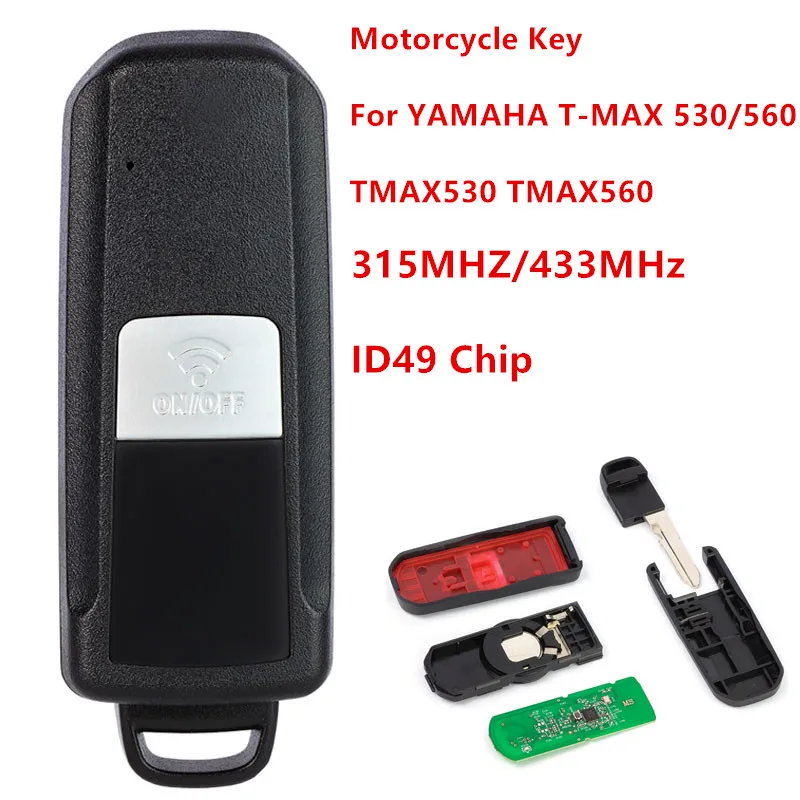 Keyecu 315/433 MHz ID49 Chip Motorrad-Fernbedienungsschlüssel für Yamaha T-MAX-530 T-MAX-560 TMAX530 TMAX560 2016 2017 2018 2019 2020 2021
