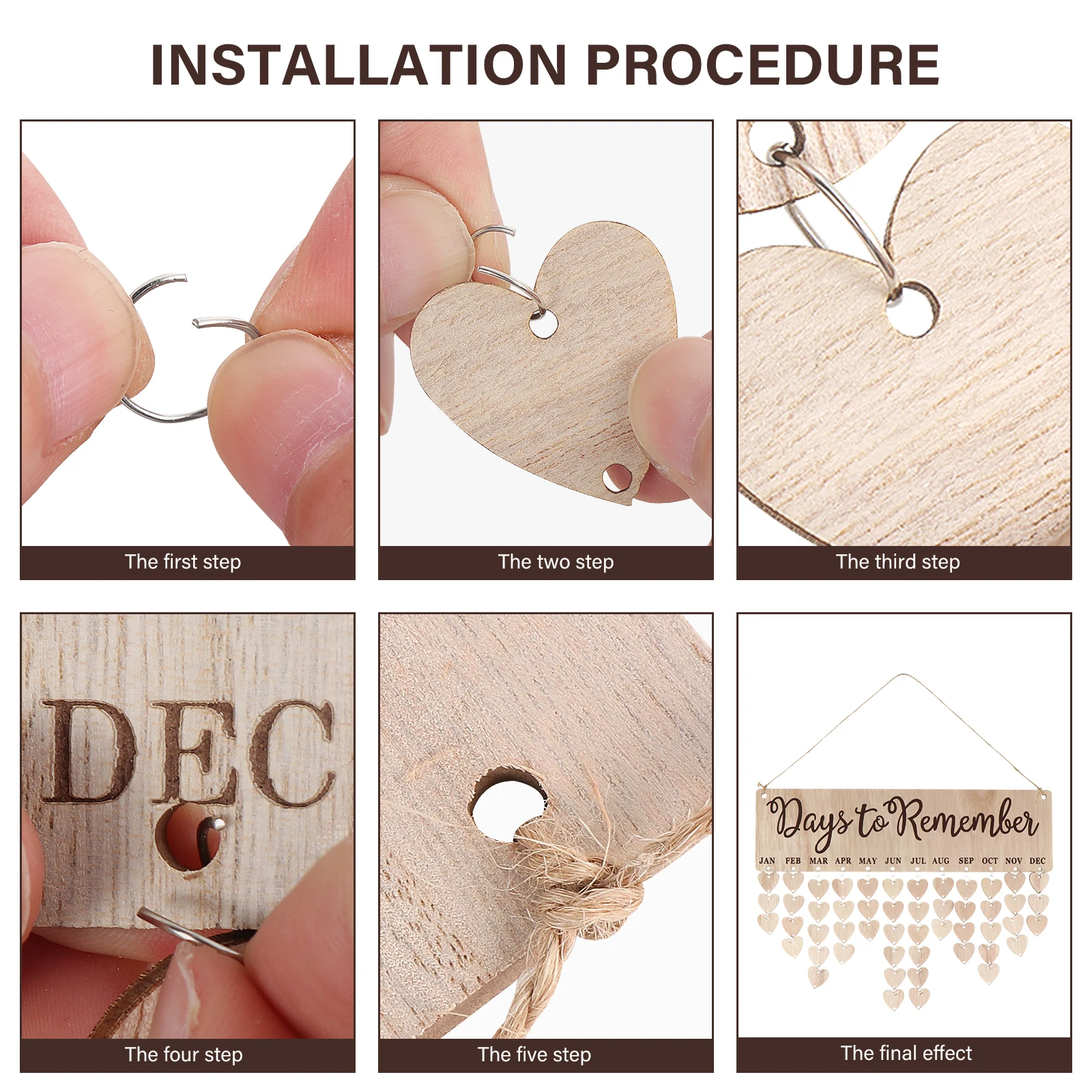 

1 комплект, деревянный календарь на день рождения, многоразовый адвент-календарь, многоцелевой кулон для дня рождения, декоративный настенный подвесной