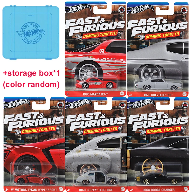 Original Hot Wheels Car Fast & Furious Dominic Toretto Boys Toys 1/64 Diecast Mazda RX-7 Chevelle Motors Lykan Hypersport Dodge