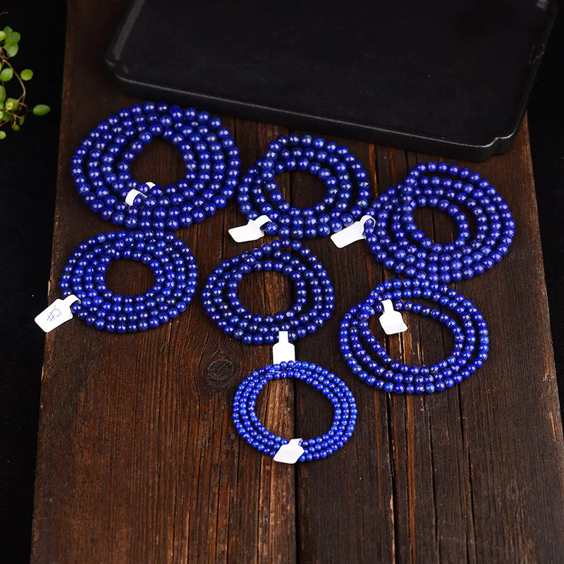 Chinese Fengshui Natural Lapis Lazuli 108 Beads Three Layer Bracelet Lucky Blessing Spiritual Jewelry For Couples Women Men Mult