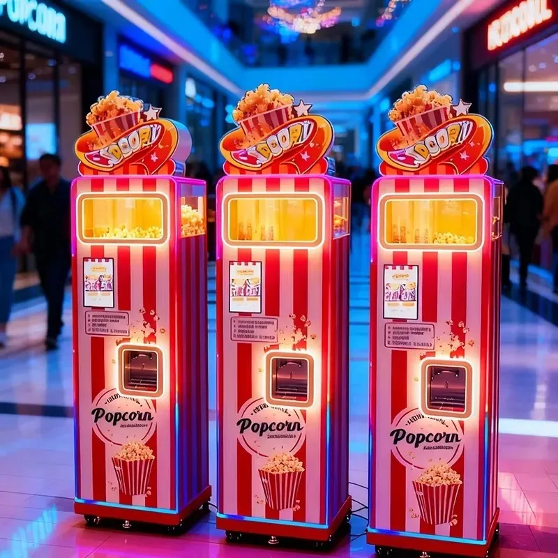 Customized Street Large Capacity Fully Automatic Miniature Fresh Caramel Pop Corn Multi Flavor Popcorn Making Vending Machine