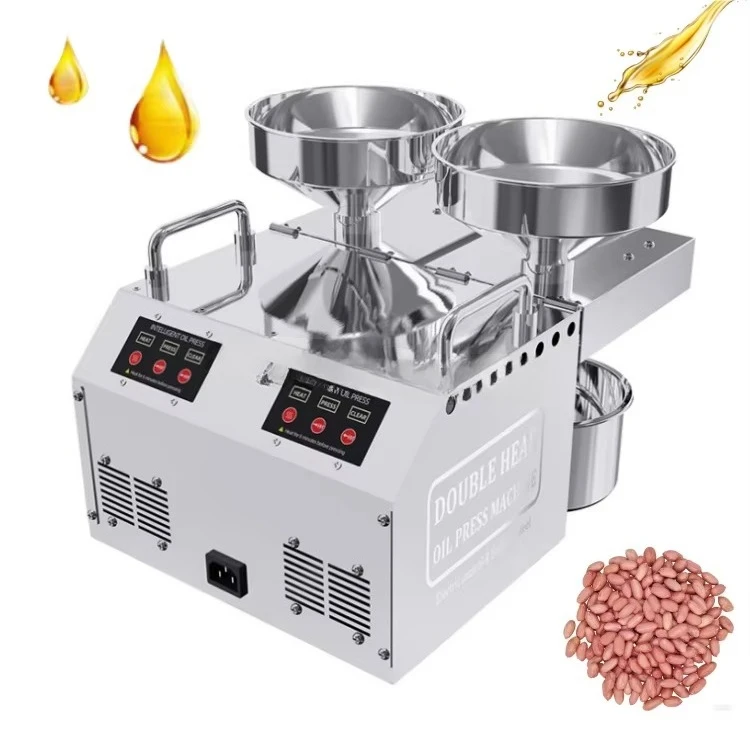 

Safe Double-Head Electric Small Peanut Sunflower Oil Presser with Small Filter 6-12kg/h Oil Extractor Oil Pressing Machine