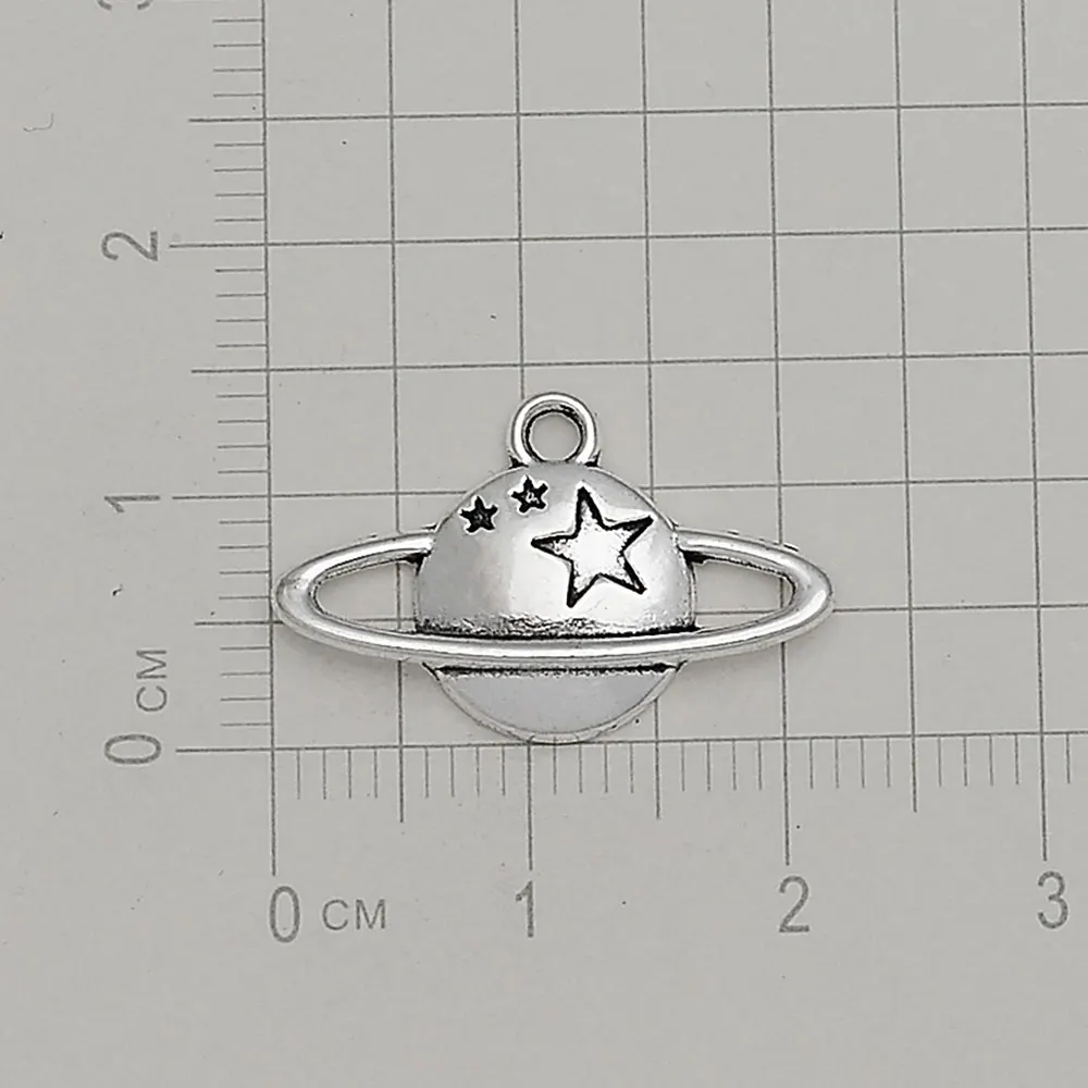 Antique Silver Plated Universe Ufo Alien Outer Space Charms Stars Pendants For Diy Jewelry Making Findings Supplies Accessories