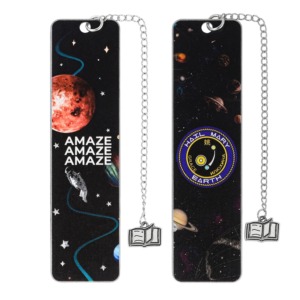 Rescue Plan Space Badge Creative Metal Bookmark, double-sided, suitable for deep space hardcore science fiction fans, with book