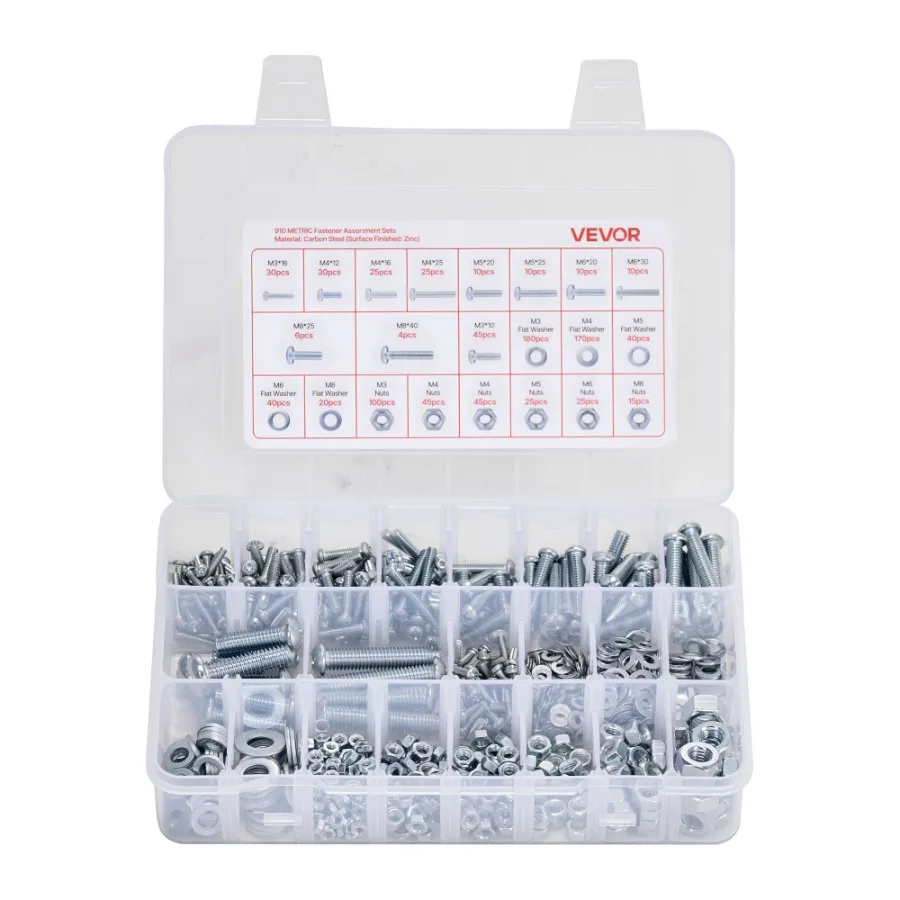 

2250 Pcs Bolts Nuts Assortment Kit Metric Imperial Alloy Steel M3 M4 M5