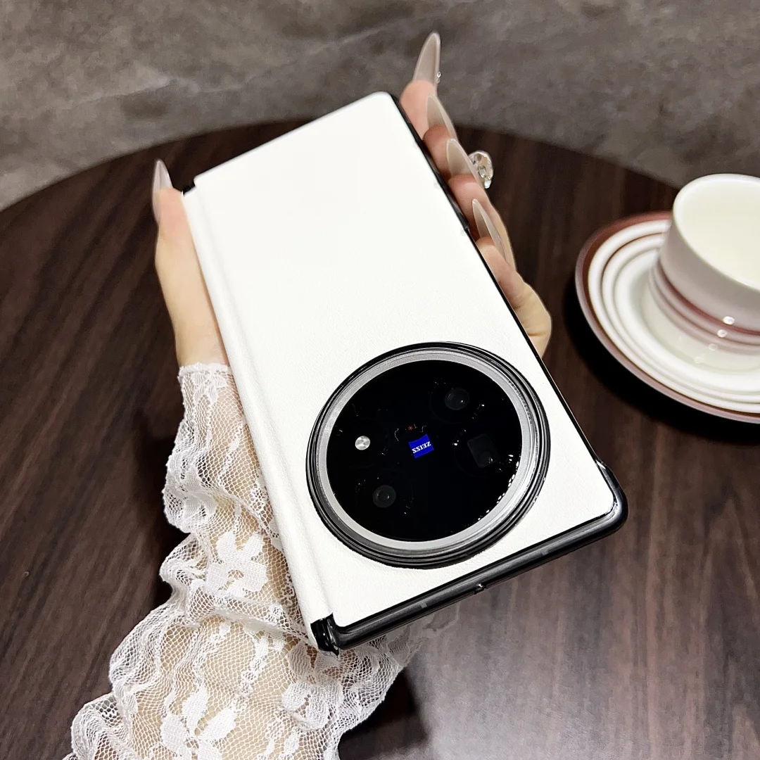 Vivo X Fold 5 케이스 보호 쉘 뒷면 커버 패션 가죽 전체 커버 중간 보호대 휴대 전화 케이스