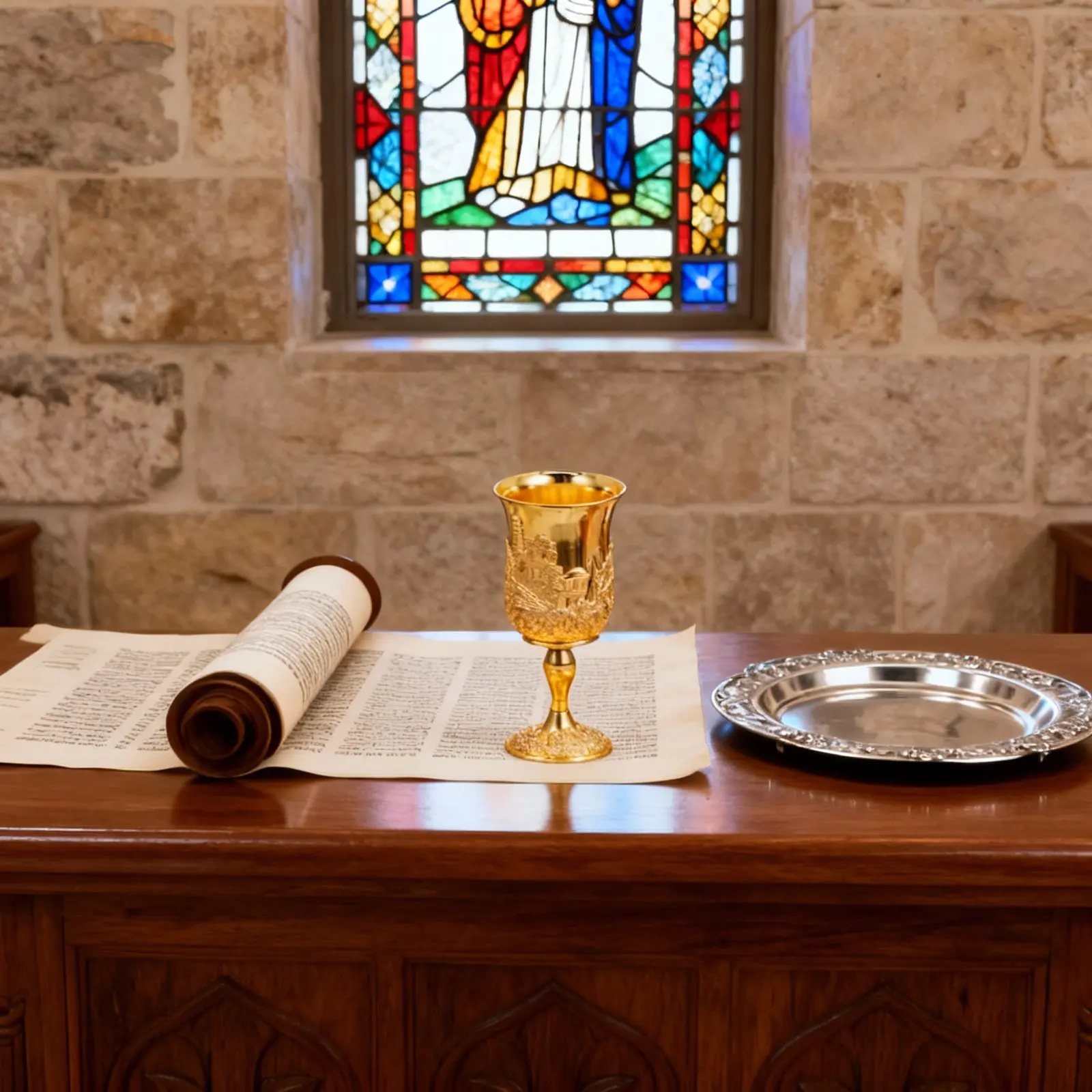 

1Set Kiddush Cup with Saucer Silver Plated Metal Judaica Shabbos Passover Wine Cup Decorative Holiday Gift Festival Wine Glass