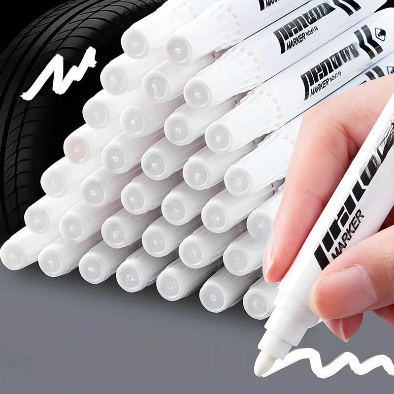 

Набор белых маркеров, 2,0 мм, маслянистая водостойкая белая гелевая ручка, маркер для рисования граффити «сделай сам», канцелярские принадлежности, кисть для письма, школьных принадлежностей
