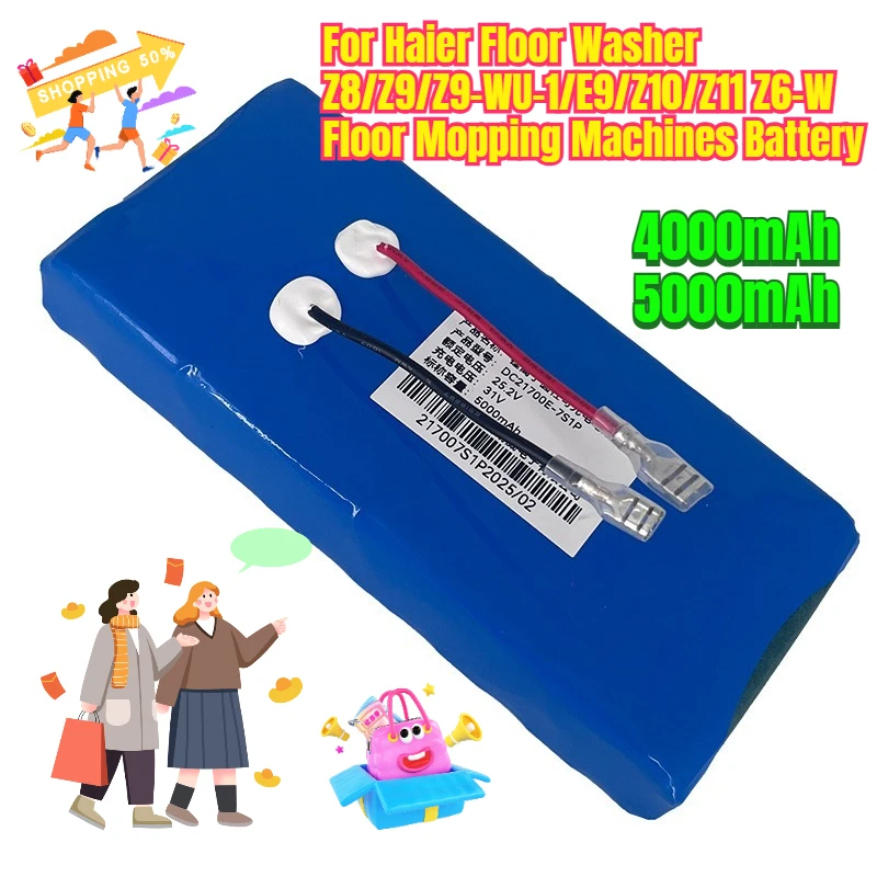 

4000mAh/5000mAh For Haier Floor Washer Z8/Z9/Z9-WU-1/E9/Z10/Z11 Z6-W Floor Mopping Machines Battery