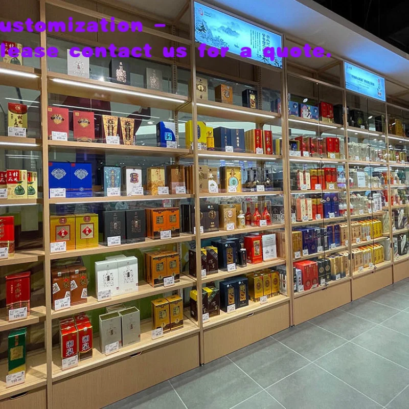 Expositor de metal de doble cara estilo lujo Xinde, estantería de supermercado tipo góndola, expositor de madera resistente para vino tinto, expositor de tienda.
