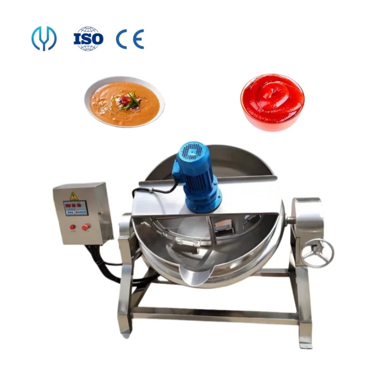 Industrial Large Tilting Porridge Boiling Pot Tomato Sauce Jacketed Kettle Jam Candy Sugar Melting Cooking Kettle with Agitator