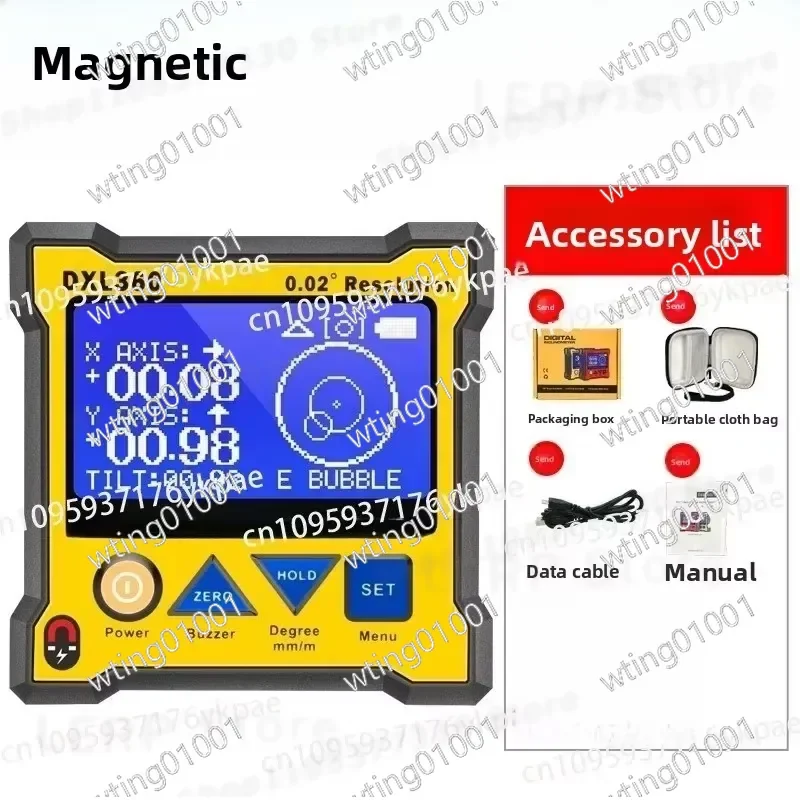 for DXL360S High Precision Dual Axis Digital Inclinometer with Magnetic Base and Angle Box Level Meter Accurate LCD Display