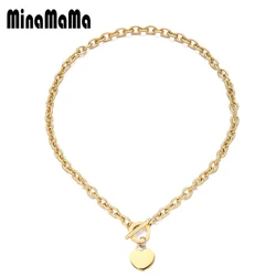 Classic Stainless Steel Blank Heart Pendant Necklaces For Women Heart Toggle Choker Jewelry Valentine's Day Gift