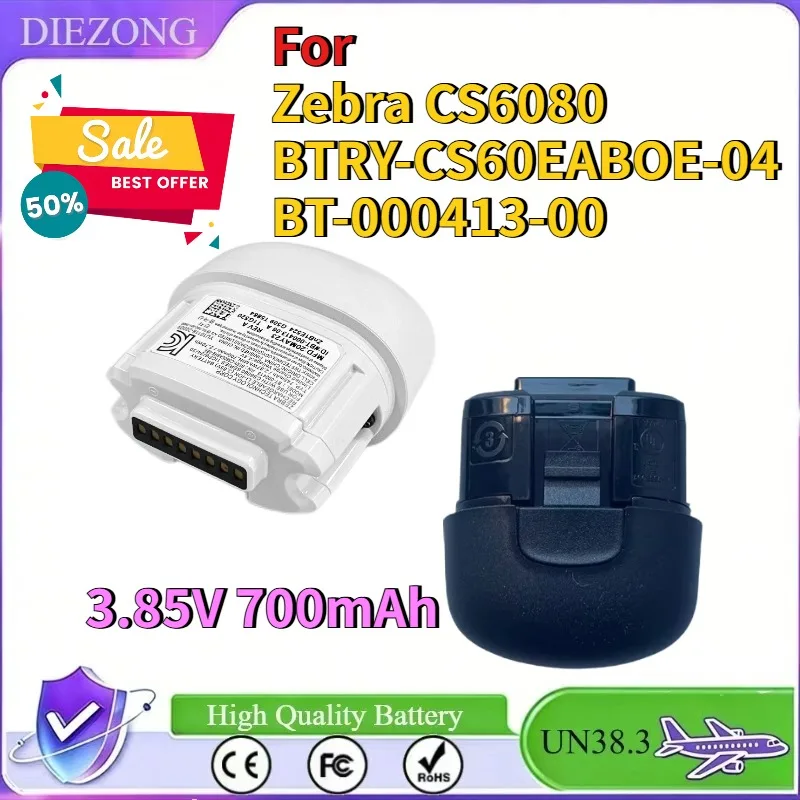 

In Stock For Zebra CS6080 BTRY-CS60EABOE-04 BT-000413-00 Barcode Scanner Replacement Battery 3.85V 700mAh