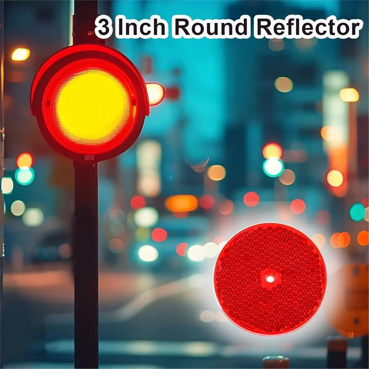 HITL 10 Pack Front Round Reflector for Driveway Fence Gate Posts Trailers Reflectors with Center Mounting Holes Red