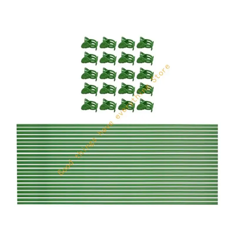 

22 Plant Stake with Rustproof Coating Bendable Plant Stem Support Rods with Clip 55KF