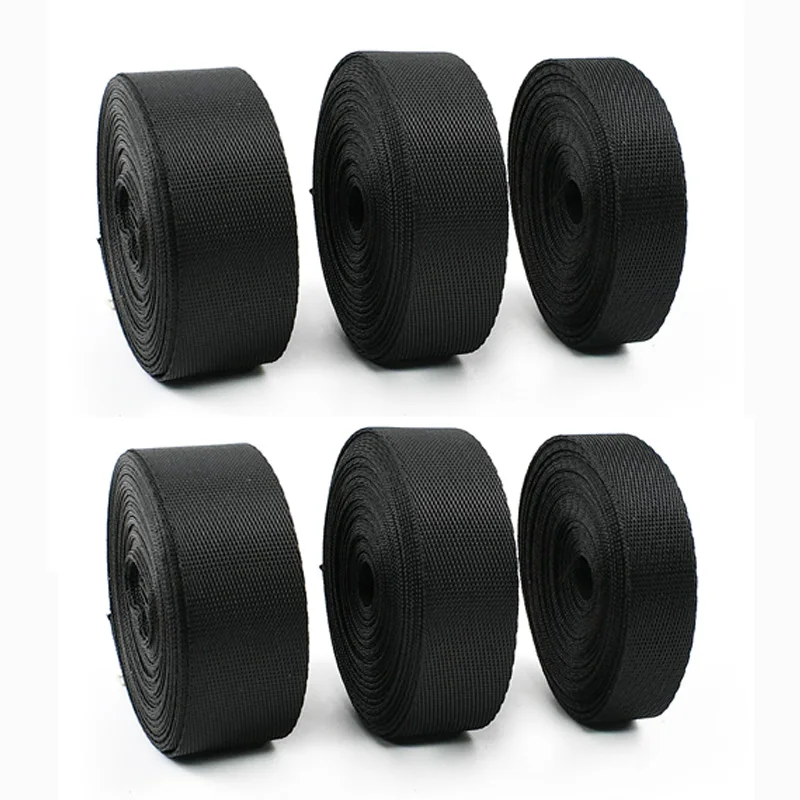 

10M Meetee 10-100mm Black Nylon Tape Backpack Webbing Strap Sewing Bias Belt Sling Decoration Ribbons DIY Pet Collar Accessories