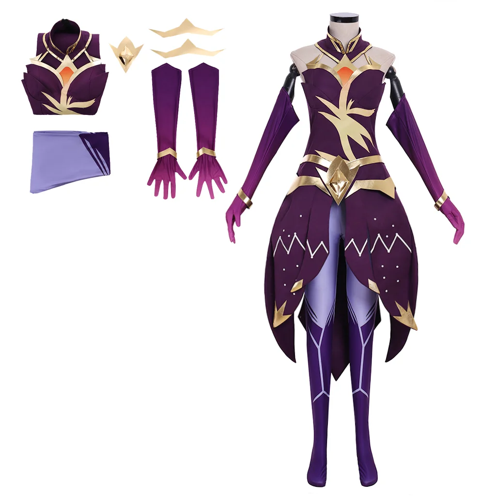 

LOL Luxanna Crownguard Cosplay Costume Women's Purple Battle Costume Complete Girls Costume Halloween Costume