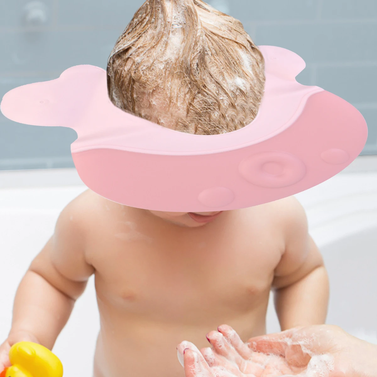 Baby Shower Cap Infant Bathing Hat Toddler Adjustable Cartoon Durable Protect Eyes Shampoo Water Haircut Fits Head Newborn Kids