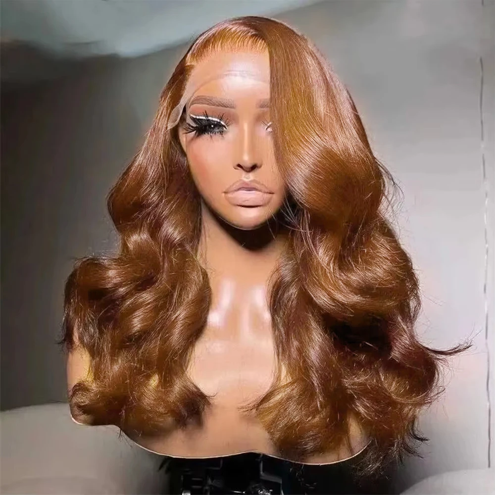 

13x4 HD Transparent Lace Frontal Wig Chocolate Brown Brazilian Body Wave Human Hair Wigs Pre Plucked Hairline Lace Front Wig