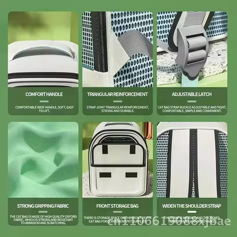 Large Capacity Breathable Cat Backpack with Grid Design Portable Foldable Comfortable Pet Backpack for Outings