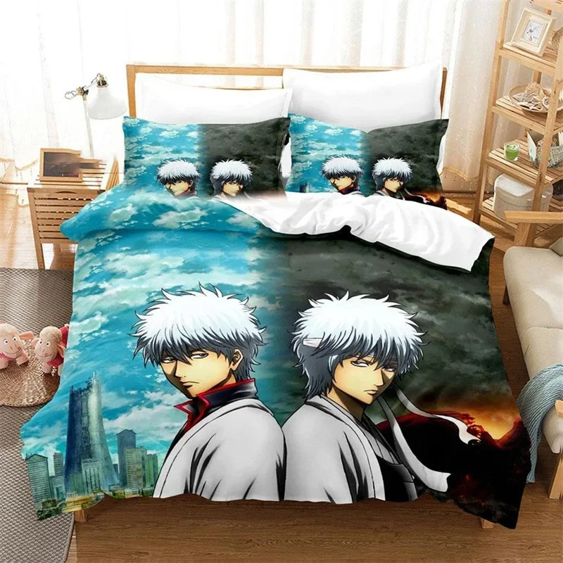 3D Printed Anime Gintama Gintoki Sakata Bedding Set Duvet Cover Double Twin Full Queen King Adults Kids Bedclothes Quilt Cover