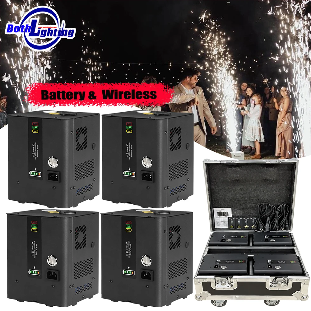 4PCS in Case 350W Mini Cold Sparkler Rechargeable Remote Battery Spark Machines Wedding DJ Stage Special E