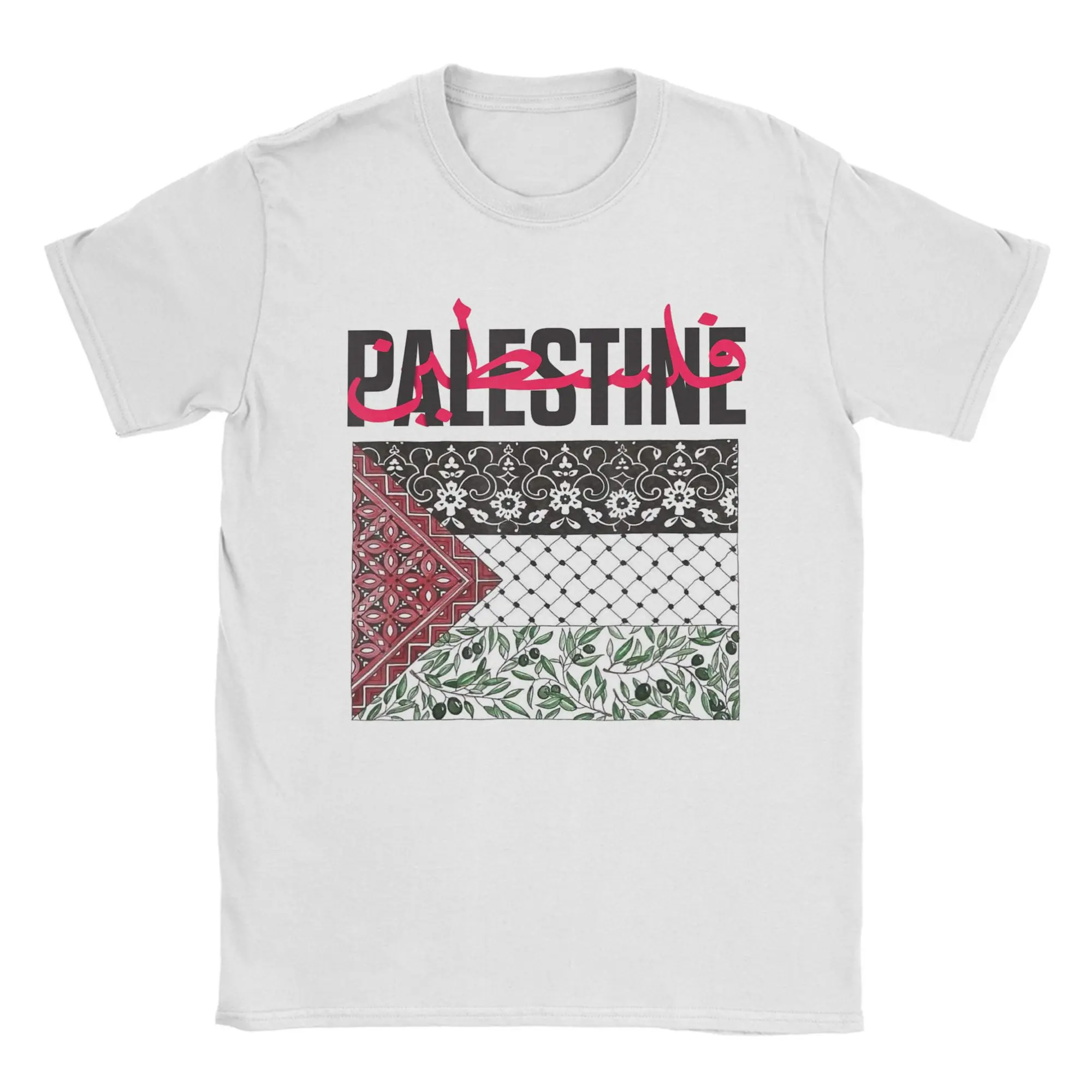 Palestine Gaza Flag T Shirts for Men Cotton Vintage T-Shirt O Neck  Tees Short Sleeve Clothes Printed