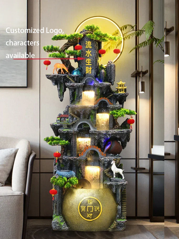 

For New Chinese Rockery, Flowing Water Fountain, Living Room Ornament, Wealth Decoration, Traditional Waterfall