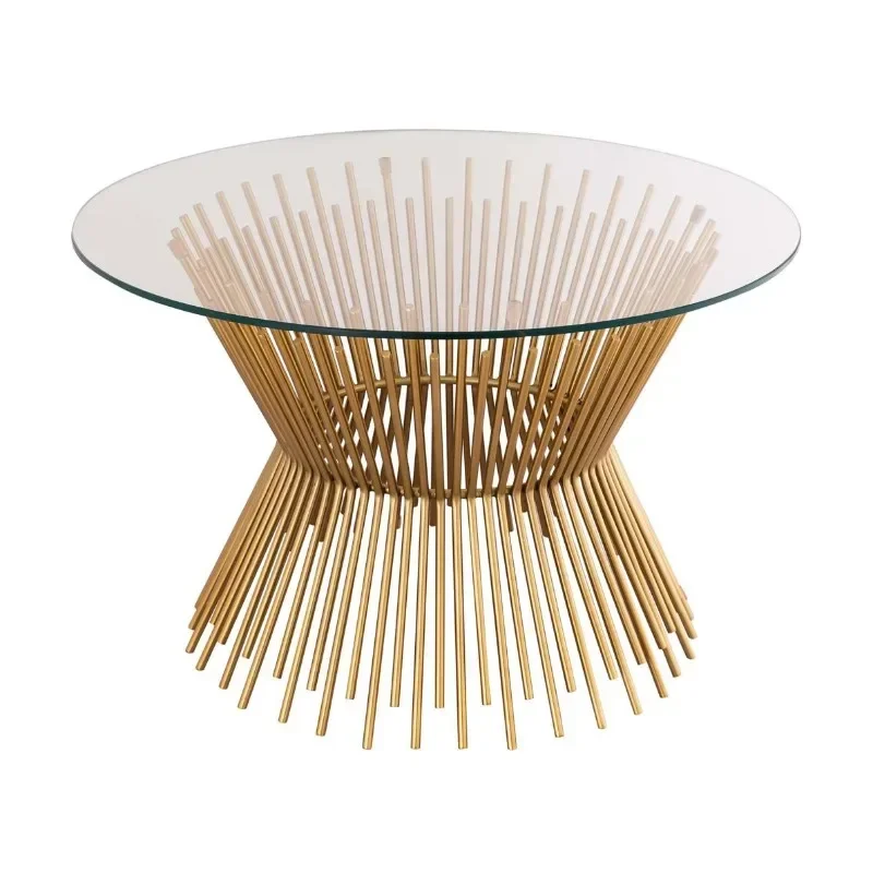 American light luxury stainless steel titanium long and short tube coffee table/hotel/bar villa model light luxury