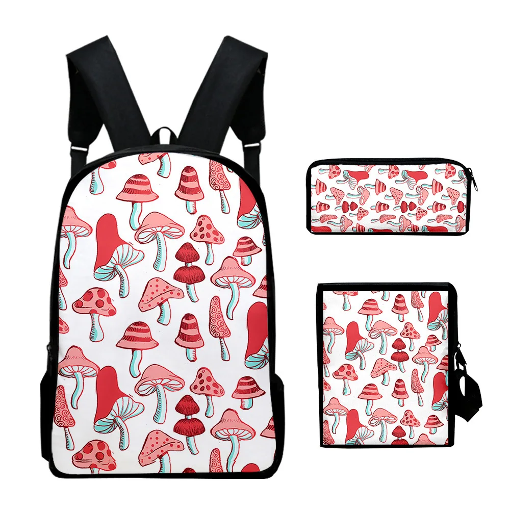 Hip Hop Jugendliche Cartoon Essen 3D-Druck 3 teile/satz Student Reisetaschen Laptop Daypack Rucksack Umhängetasche Federmäppchen