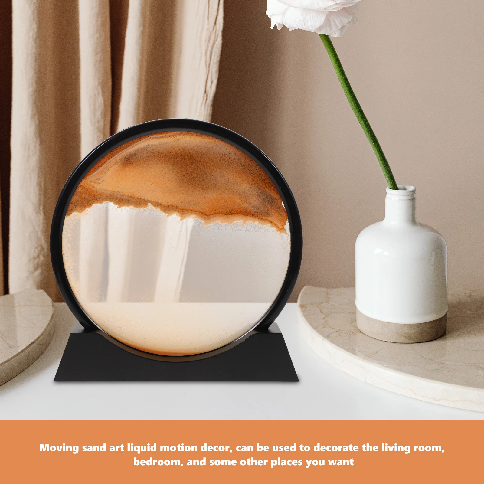 

3D Moving Sand Art Decor For Home Office Living Room Bedroom 3D Sand Hourglass Desk Decor Aesthetic Study Room