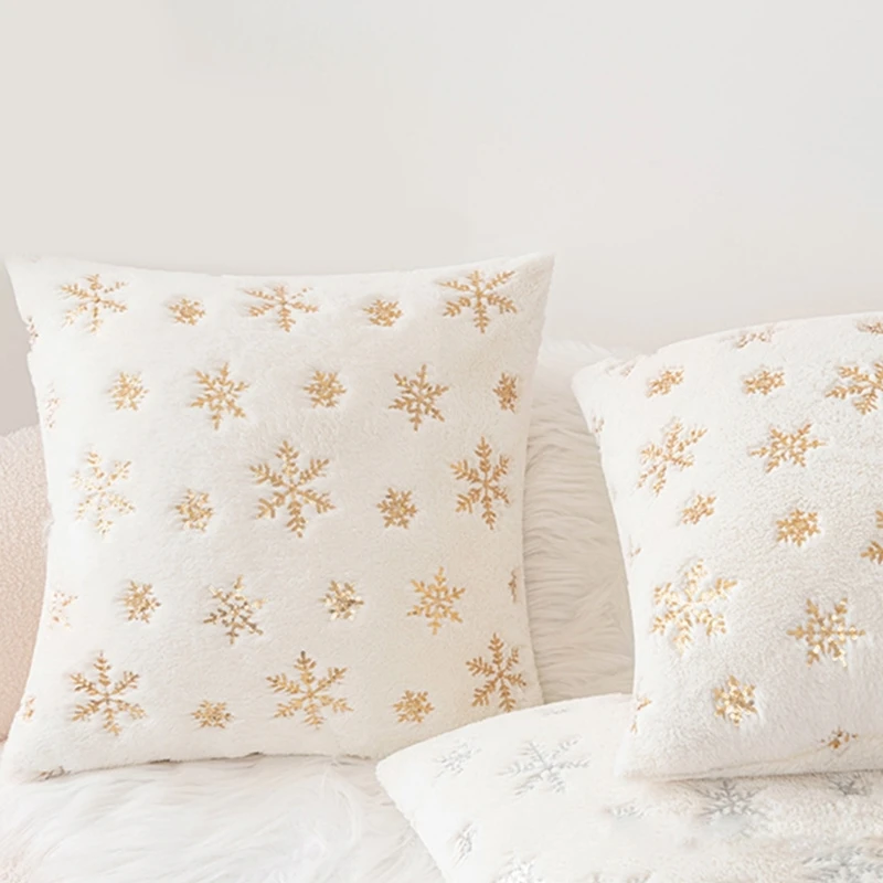 Elegante federa per cuscino con motivo a fiocchi neve per feste Natale A0KF