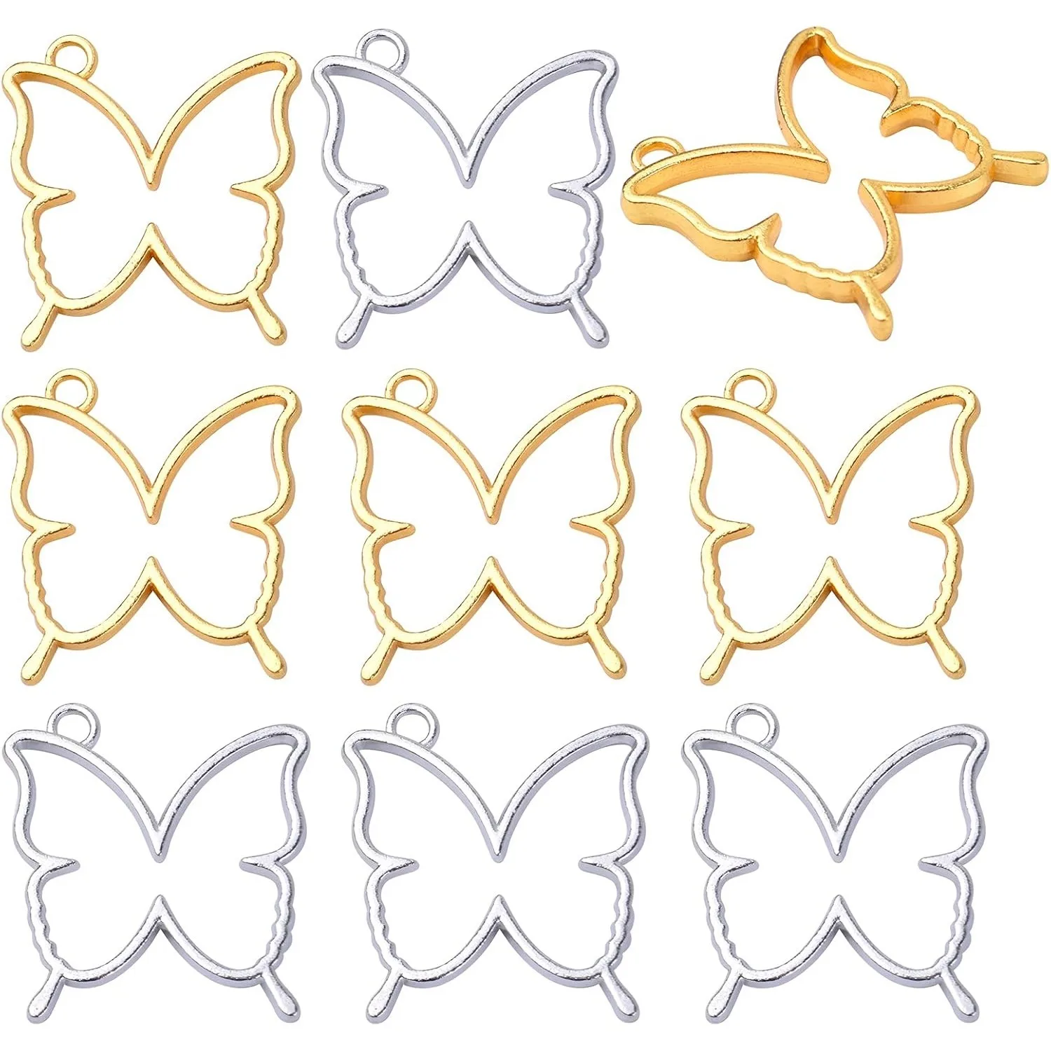 

20pcs Butterfly Open Back Bezel Pendant Charm Resin Molds Hollow Frame Pendants for DIY Pressed Flower Crafts Jewelry Making
