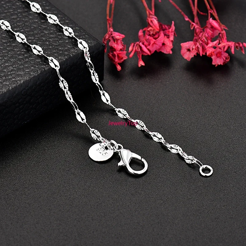 wholesale New 2MM Chain 45-75CM 925 Sterling silver Necklace Cute fashion Elegant for women men chain cute fit pendant