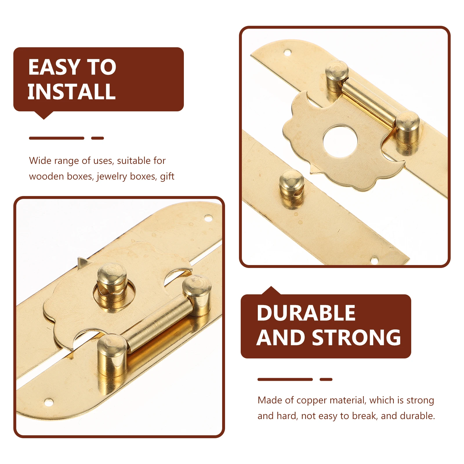 

Buckle Retro Style Toggle Catch Lock Cabinet Latch Hasp Latches for Wood Boxes Copper