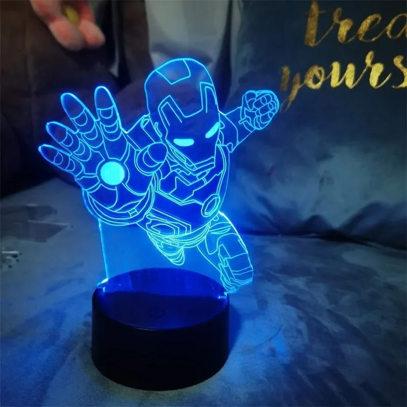 Marvel The Avengers Iron Man Peripheral Movies Creative Acrylic Three-dimensional Bedside Night Light Decorative Ornament Gift