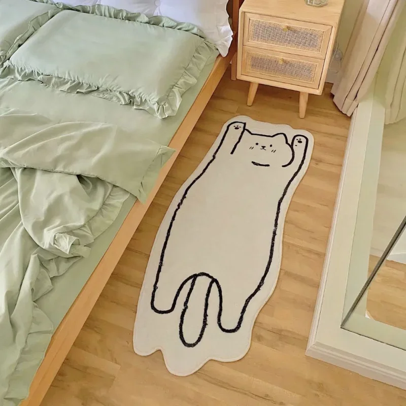 Nordic Minimalist Cartoon Cat Under The Bed Carpet Mat Children Room Carpet Bedroom Bedside Blanket Ins Wind Living Room Carpet