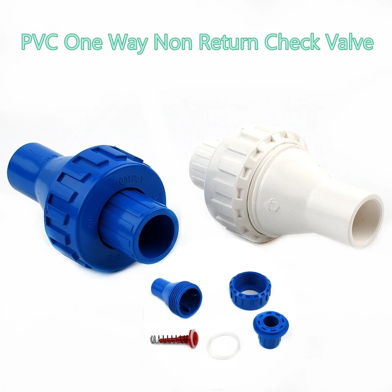 1PC I.D 20/25/32mm PVC Belt spring One Way Non Return Check Valve Garden Irrigation Aquarium Adapters Connectors Water Fittings