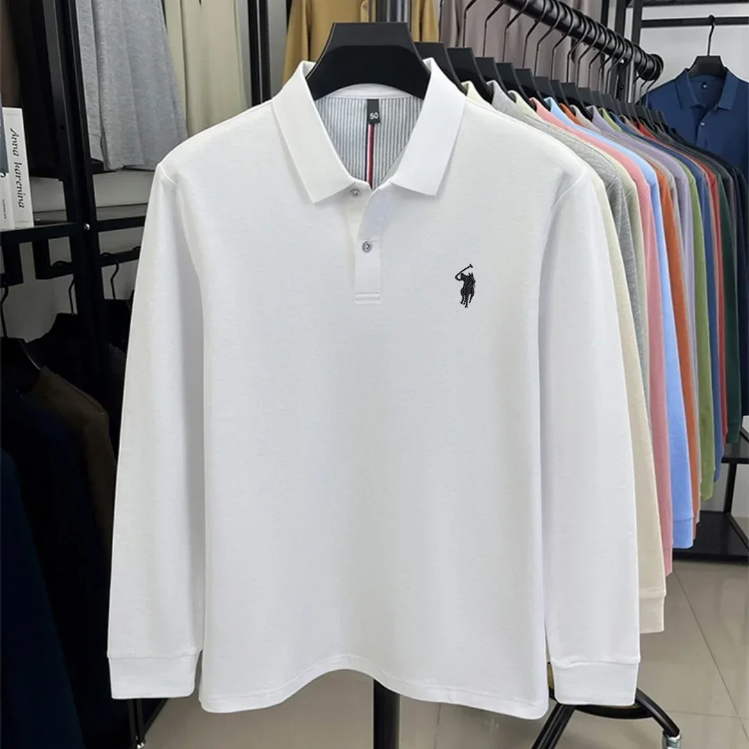 100 % reine Baumwolle, hochwertige Marke, Herren-Polohemd mit langen Ärmeln, Herbst-/Winterkollektion, modisches, luxuriöses Golfoberteil mit Stickerei, lässiges T-Shirt. – Detail 8