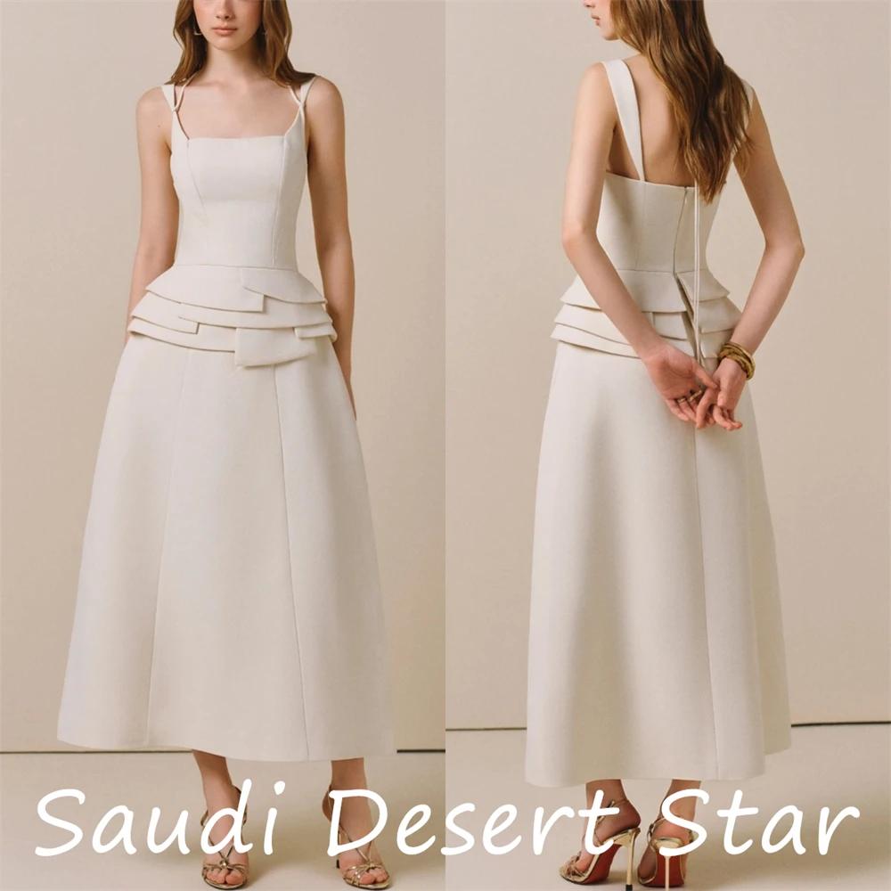 customizedCustomized Temperament Square Collar Spaghetti Straps Evening Dress Graceful A-Line Party Dress Fashion Zipper Back P