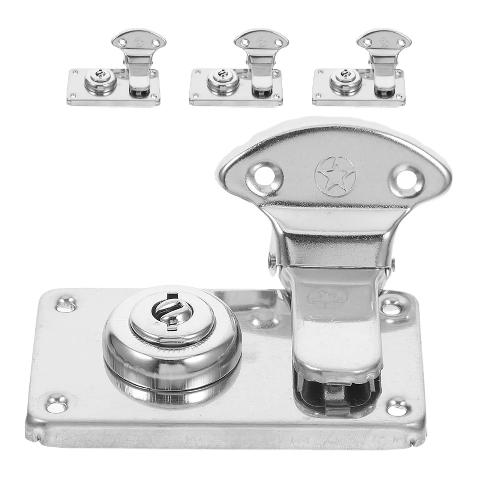 4Pcs Retro Iron Hasp Lock Set Small Suitcase Catch Latch Decorative Box Hasp Clasp for Chest Furniture Hardware DIY Wood
