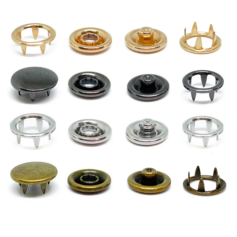 20Set Prong Snap Button Press Button Studs Fasteners Hollow/Plane Prong Ring For Clothes Garment Sewing Bags Shoes