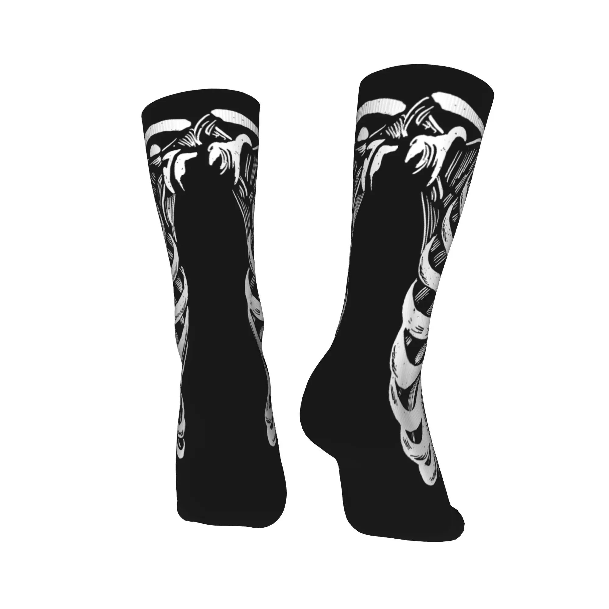 Gabbia a costine scheletro Semplice costume di Halloween Calzini scheletro Calze divertenti Calzini invernali antiscivolo per coppia Calzini da ciclismo grafici