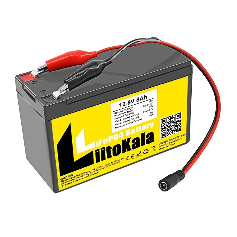 LiitoKala 12V 8Ah LiFePo4 Rechargeable 26700 Battery Pack 4000+ Cycles Lithium Battery for Solar Power Lighting Built-in BMS