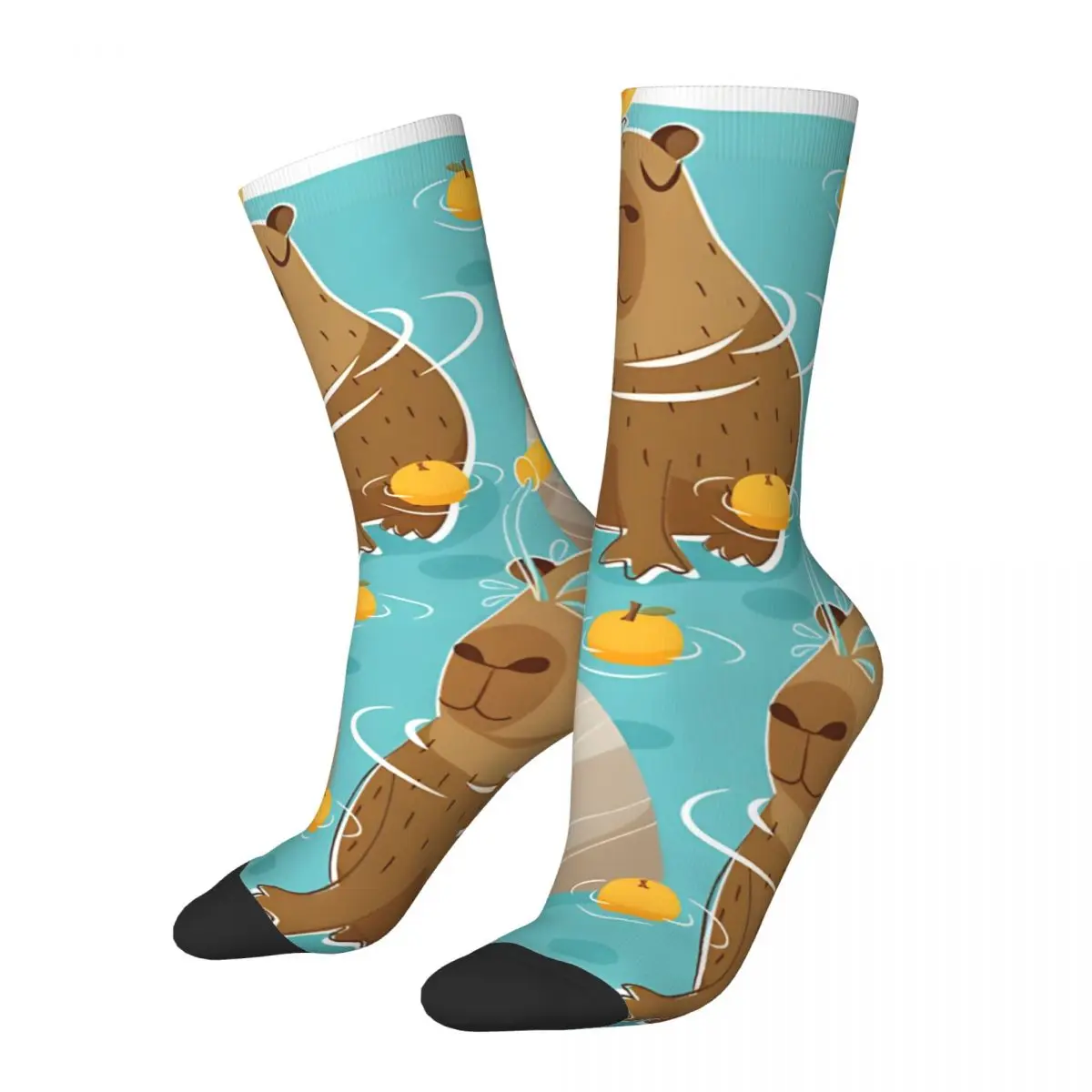 

Chilling Capybara Men's Socks Vintage Harajuku Street Style Novelty Pattern Crew Sock