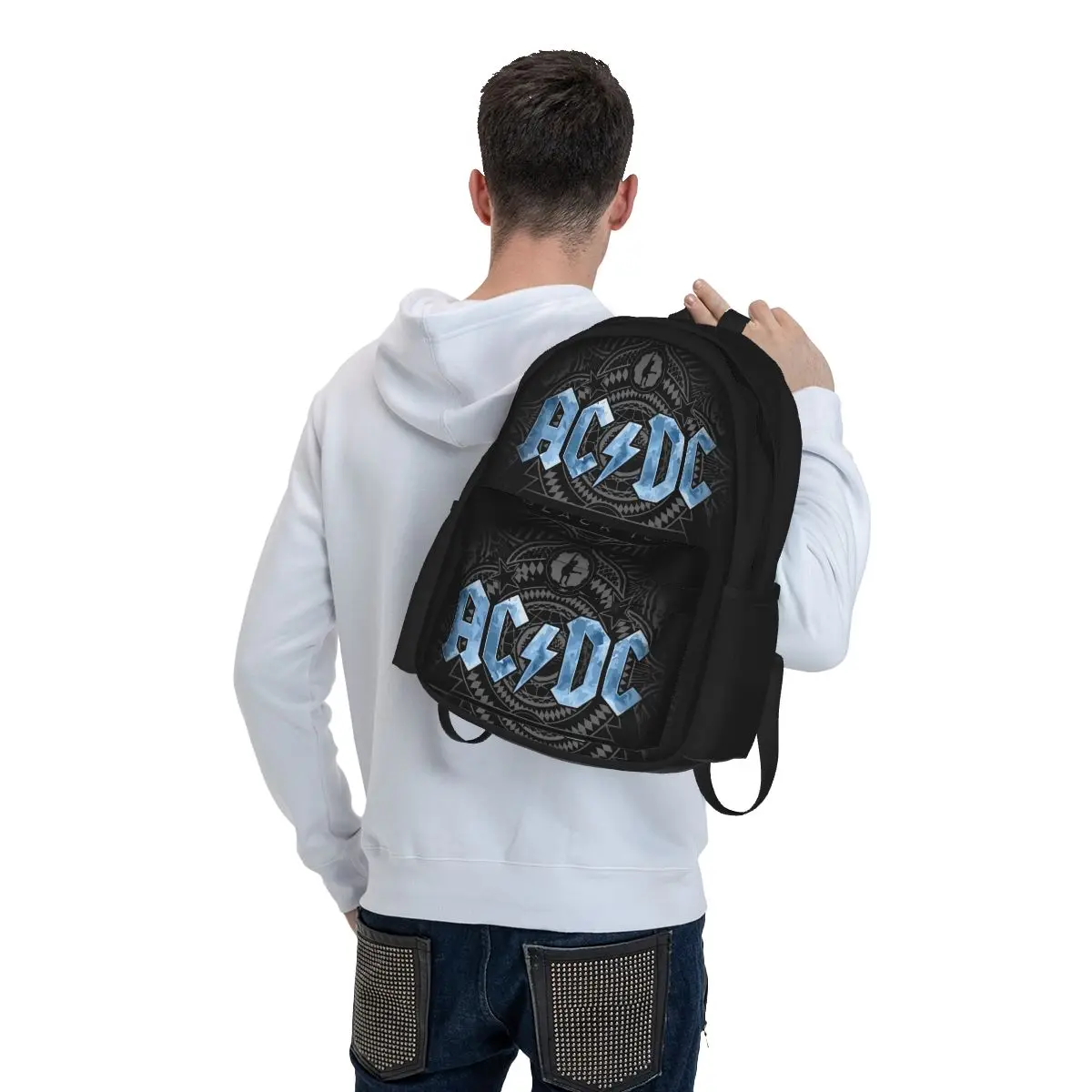 AC DC-mochilas de Metal pesado para niños y niñas, morral escolar de dibujos animados para ordenador portátil, bolso de hombro