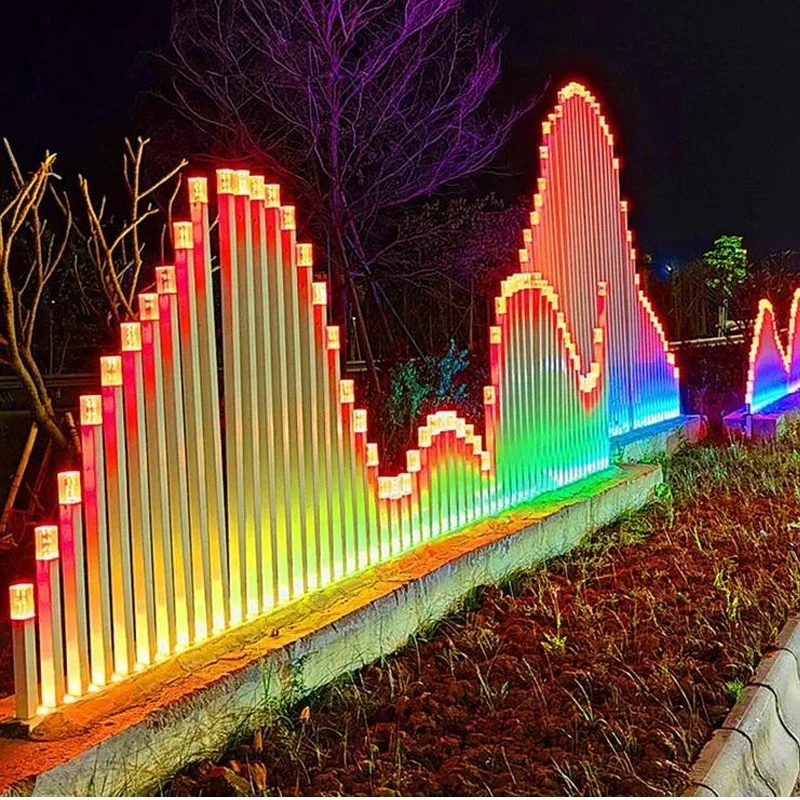 Outdoor waterproof LED special-shaped alpine and flowing water interactive lamp post landscape light